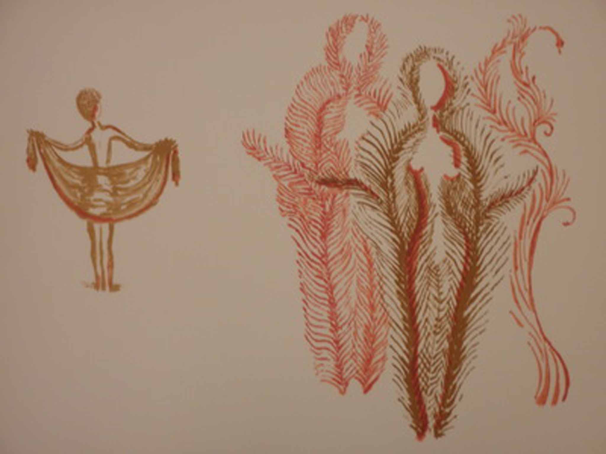 Nu de dos au châle et bosquet de femmes-lianes, 1968
