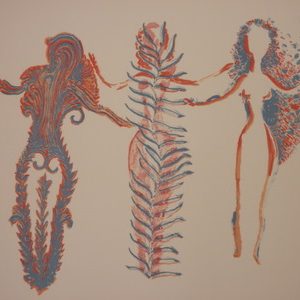 Trois figures en bleu et rouge, 1968