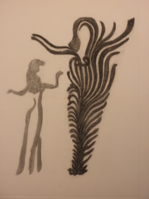 Femme de dos claire face à une femme-plante foncée, 1958